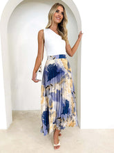 Women's printed draped A-line pleated skirt