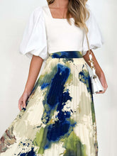 Women's printed draped A-line pleated skirt