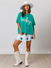 Women's St. Patrick's lucky sequined top loose T-shirt