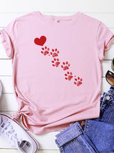 New women's casual love animal footprint casual cotton short-sleeved T-shirt