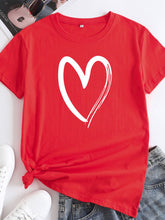 New women's casual cotton love pattern short-sleeved T-shirt