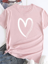 New women's casual cotton love pattern short-sleeved T-shirt