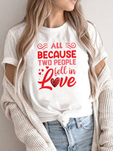 Women's new Valentine's Day printed T-shirt round neck short-sleeved top