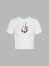 Women's new Easter egg bunny printed T-shirt Y2K tight top printed T-shirt