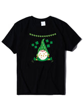 Women's New Hat Old Man Clover Print St. Patrick's Day Short Sleeve T-Shirt