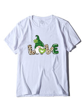 Women's new leopard print love + clover print St. Patrick's Day short-sleeved T-shirt