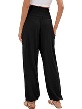 New women's elastic high waist wide leg casual trousers