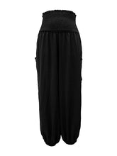 New women's elastic high waist wide leg casual trousers