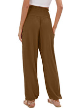 New women's elastic high waist wide leg casual trousers