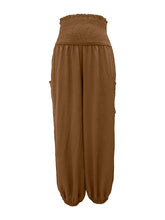 New women's elastic high waist wide leg casual trousers