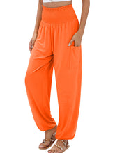 New women's elastic high waist wide leg casual trousers