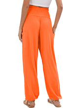 New women's elastic high waist wide leg casual trousers