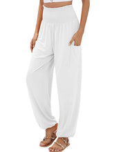 New women's elastic high waist wide leg casual trousers