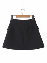 New fashionable casual diagonal button short blazer + high waist pocket skirt suit