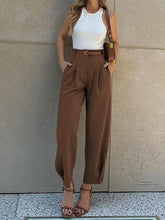 Women's Fashionable Solid Color Loose High Waist Nine-Point Suit Pants