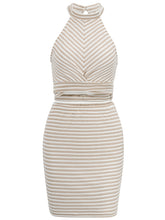 New solid color halter neck crop top strap suit skirt