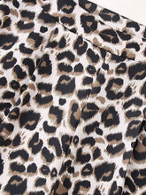 New V-neck bow decorated leopard print vest/high waist slim straight leopard print pants