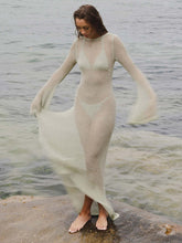 Knitted Backless See-Through Maxi Dress