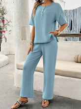 New spring and summer casual solid color knitted short-sleeved trousers suit