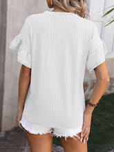 New solid color round neck ruffle sleeve short sleeve T-shirt top