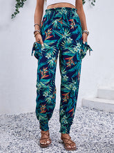 New style casual work pants pocket tropical print leggings trousers