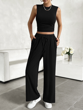 New casual round neck sleeveless top and trousers two-piece suit