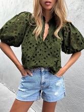 Women's New Style Puff Sleeve Embroidered Shirt