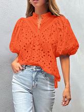 Women's New Style Puff Sleeve Embroidered Shirt