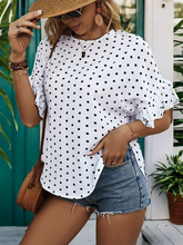 Women's new summer polka dot bat sleeve ruffle shirt top