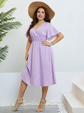 Plus size summer V-neck purple loose dress