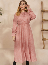 Plus size women's new polka-dot loose long-sleeved dress