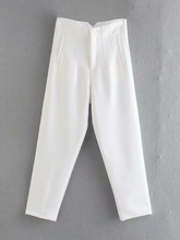 Women's Solid Color High Waist Trousers Slim Casual Pants