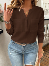 Women's shirt v-neck temperament casual solid color pullover top