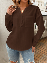 Women's shirt v-neck temperament casual solid color pullover top