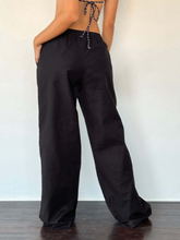 Striped drawstring casual loose straight-leg home trousers