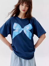 Butterfly T-shirt for women, simple style, round neck and short sleeves