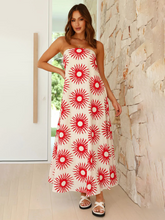 Women's printed tube top long skirt sexy fashion holiday dress