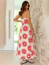 Women's printed tube top long skirt sexy fashion holiday dress