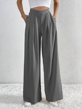 Women's Commuter Style Pleated Casual Wide Leg Pants Loose Trousers