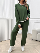 Women's Fashion Casual Contrast Color Sweater Pants Set