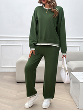 Women's Fashion Casual Contrast Color Sweater Pants Set