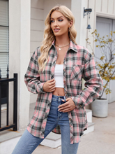 Women's casual fashion hot girl loose plaid shirt