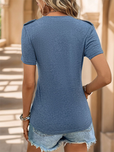 New V-neck basic T-shirt comfortable casual button pocket T-shirt top