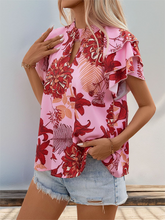 Women's ruffled sleeve printed shirt