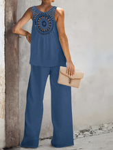 Women's Casual Solid Color Tops Wide Leg Pants Set