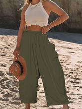 Women's elastic waist pleated high waist wide leg pants loose casual pants