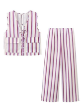 New women's striped printed strappy vest and trousers set