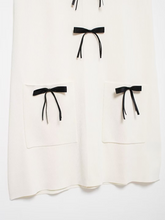 New contrast bow knitted mini dress