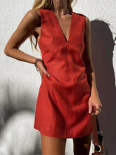 Women's V-neck solid color slim vest sleeveless dress