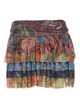 New women's personalized colorful printed pleated sexy hip-hugging short skirt